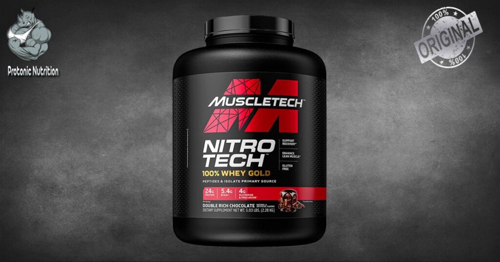 100% Whey Gold – MuscleTech Whey Protein with 24g Protein and BCAAs for Lean Muscle Recovery.